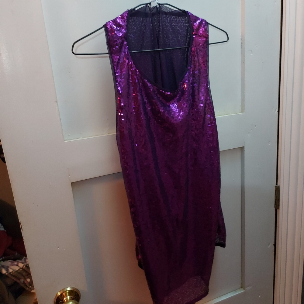 Purple Short Af Sequin Sleeveless Dress